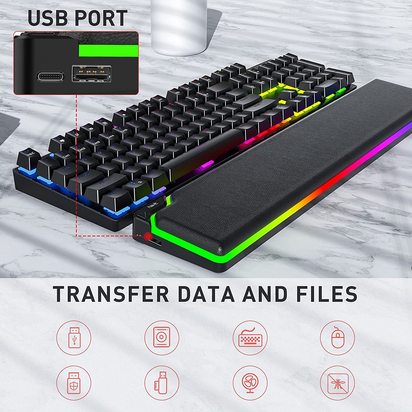 RGB Tastatur Handgelenkauflage